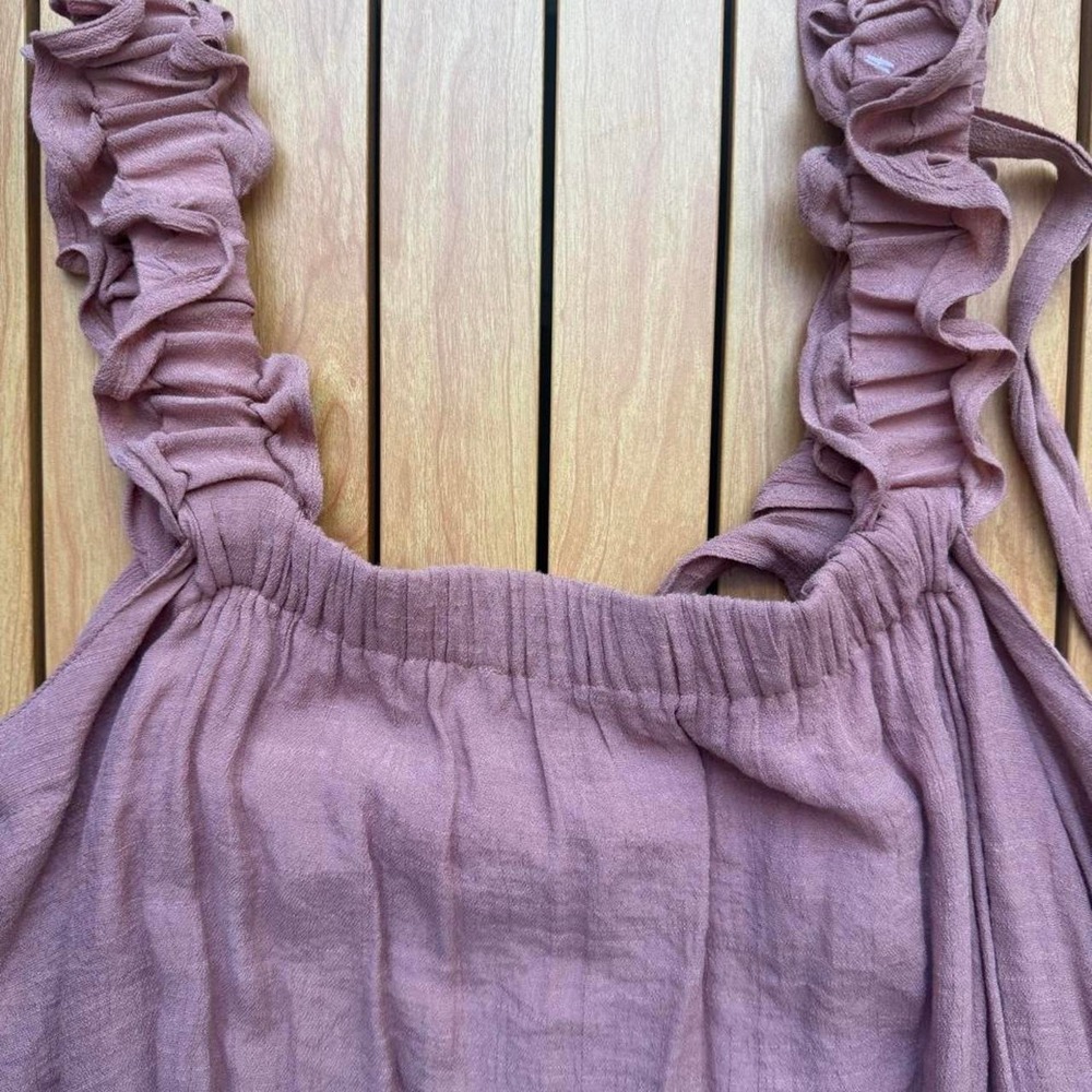 Pink ruffle dress with tie straps - Picture 3 of 5